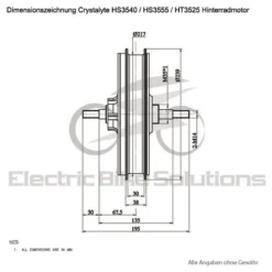 Crystalyte Hinterradmotor 1000W (Higo L1019 Hochleistungsstecker) -Angebote Fahrrad Lust Store Dimensionszeichnung Crystalyte HS3540 HS3555 HT3525 1280x1280 1